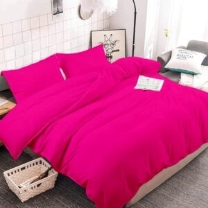 anexlinen queen size hot pink color 3 piece duvet cover set with zipper closure & corner ties - 100% egyptian cotton with 800 thread count included:- 1 pc plain duvet & 2 matching pillow shams