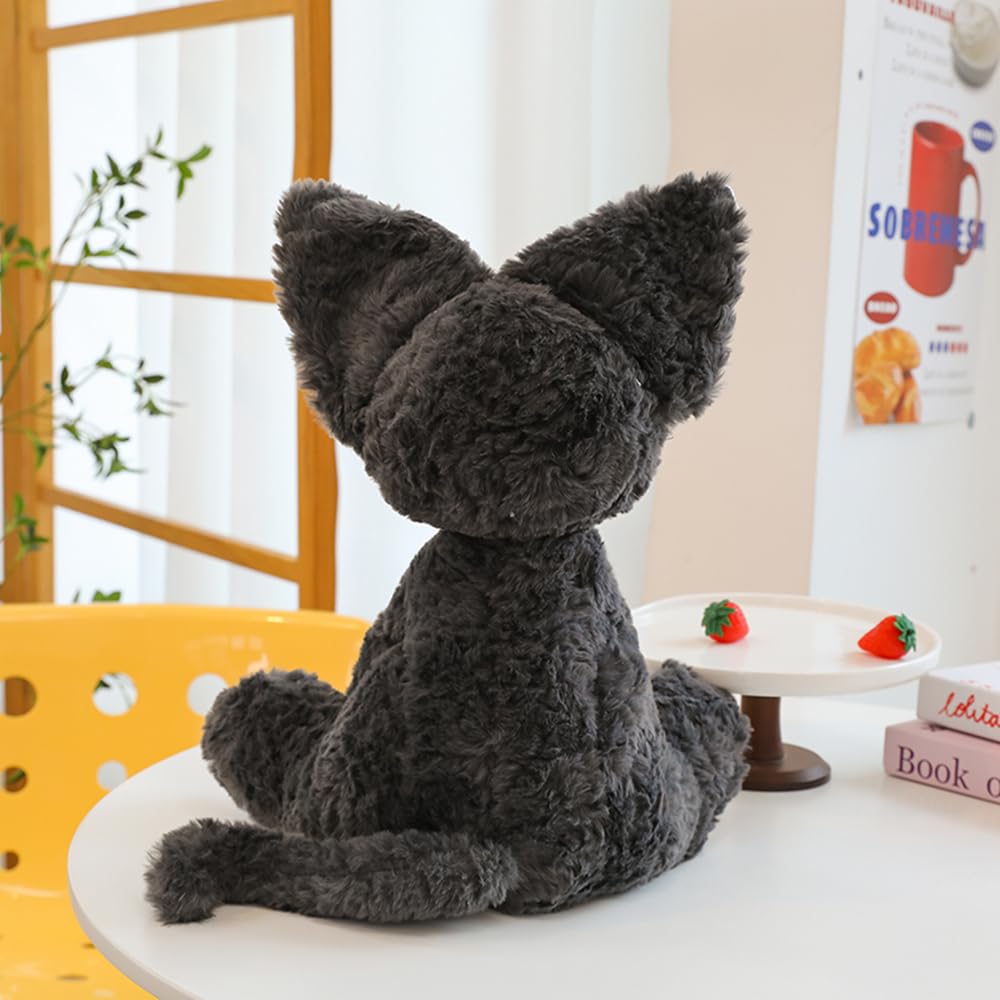 hannaier Cat Plush Toy Pillow, plushies for Teens, Black Cute Cat Plush Toy, Boys Girls Kids Gift,Kawaii cat Plush (15.7in/40cm)