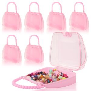 plastic storage containers,8 pack pink clear handbags - beads, jewelry, crafts organizer - small plastic storage box, beads storage containers, clear plastic box for small items (pink handbags)