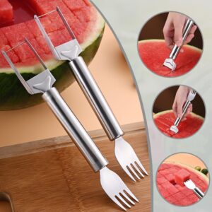 Watermelon Cutter Slicer Fruit Tool,2024 Watermelon Cutter,2-in-1 Stainless Steel Fruit Knife Watermelon Fork Slicer for Outdoor Parties and Family Dinners(2 Pcs)