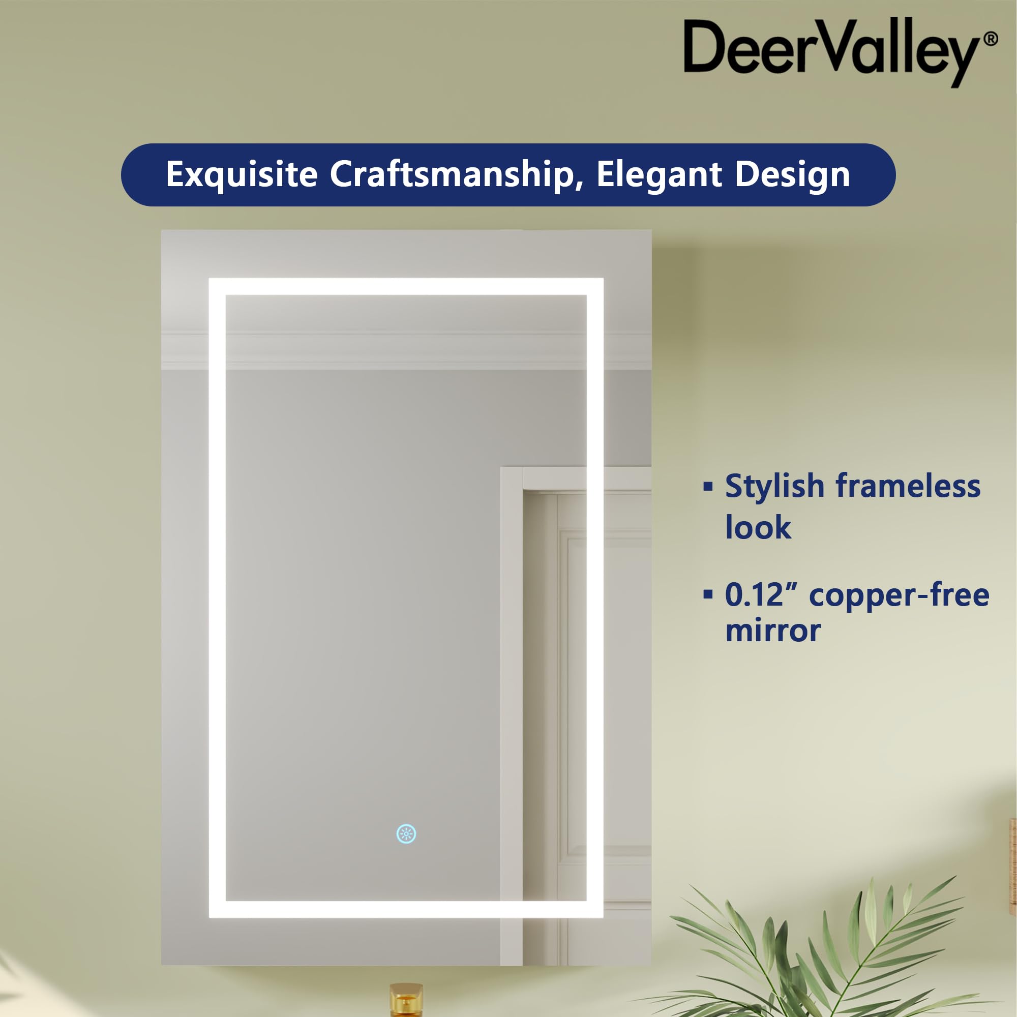 Deer Valley Lighted Medicine Cabinet with Mirror, 24" W x 36" H Led Medicine Cabinet, Bathroom Wall Mounted Modern Mirrored Medicine Cabinets with Storage Organizer