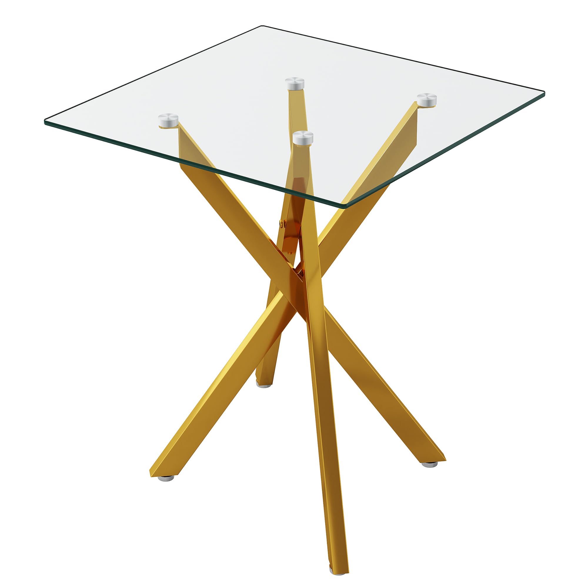 IANIYA Modern Glass End Tables Set of 2 - Stylish and Durable for Any Space (End Table x2, Gold)