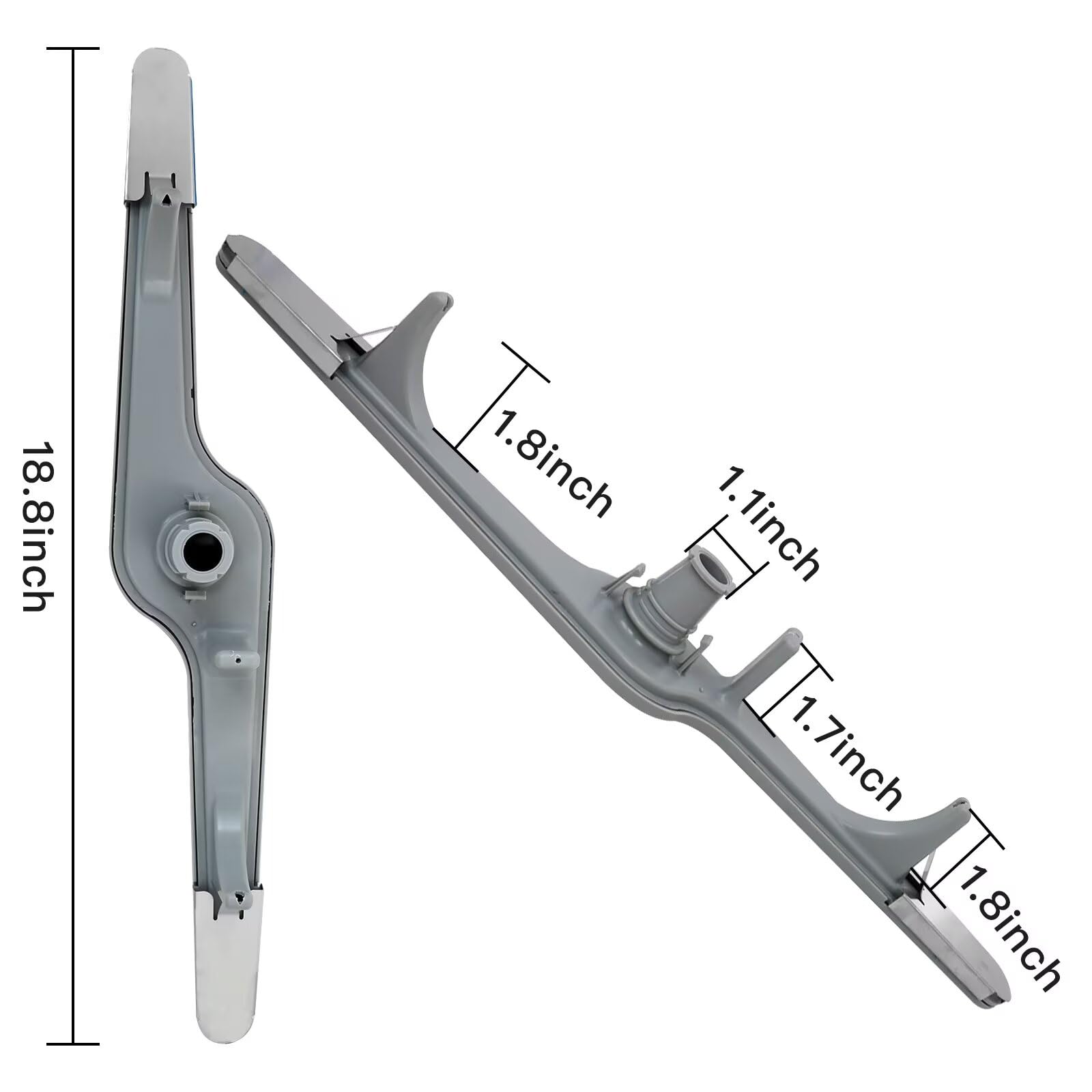 SUNJCO High-Grade Grey 154568002 Spray Dishwasher Arm- Ideal for Most Crosley Frigidaire Gibson Dishwashers including BBBD2432KB0 BBBD2432KF0 BBBD2432KW0 - Replaces PS12585623 PS1524956-18.8"" Size