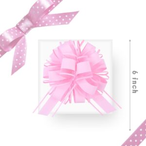 12 Pieces Large Pull Bows,6 inches Simple Style Gift Bow for Christmas Party Birthday Gift Wedding Ribbon Bows for Wrapping Boxes or Flower Decorations, Valentine's Day Gift Decorations (Pink)