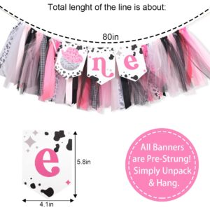 Disco Cowgirl High Chair Banner - Cowgirl First Birthday Decoration,Cowgirl First Rodeo,Man I Feel Like I'm One,Disco Cow Girl Decor