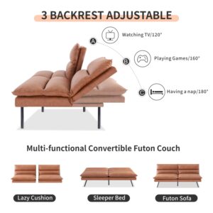 MUUEGM Faux Leather Sofa Bed,71.3" Memory Foam Couches for Living Room, Futon Sofas Bed for Living Room with Adjustable Backrest, Sofa Sleeper Twin Sofa Bed Couch, Couch Bed for Apartment