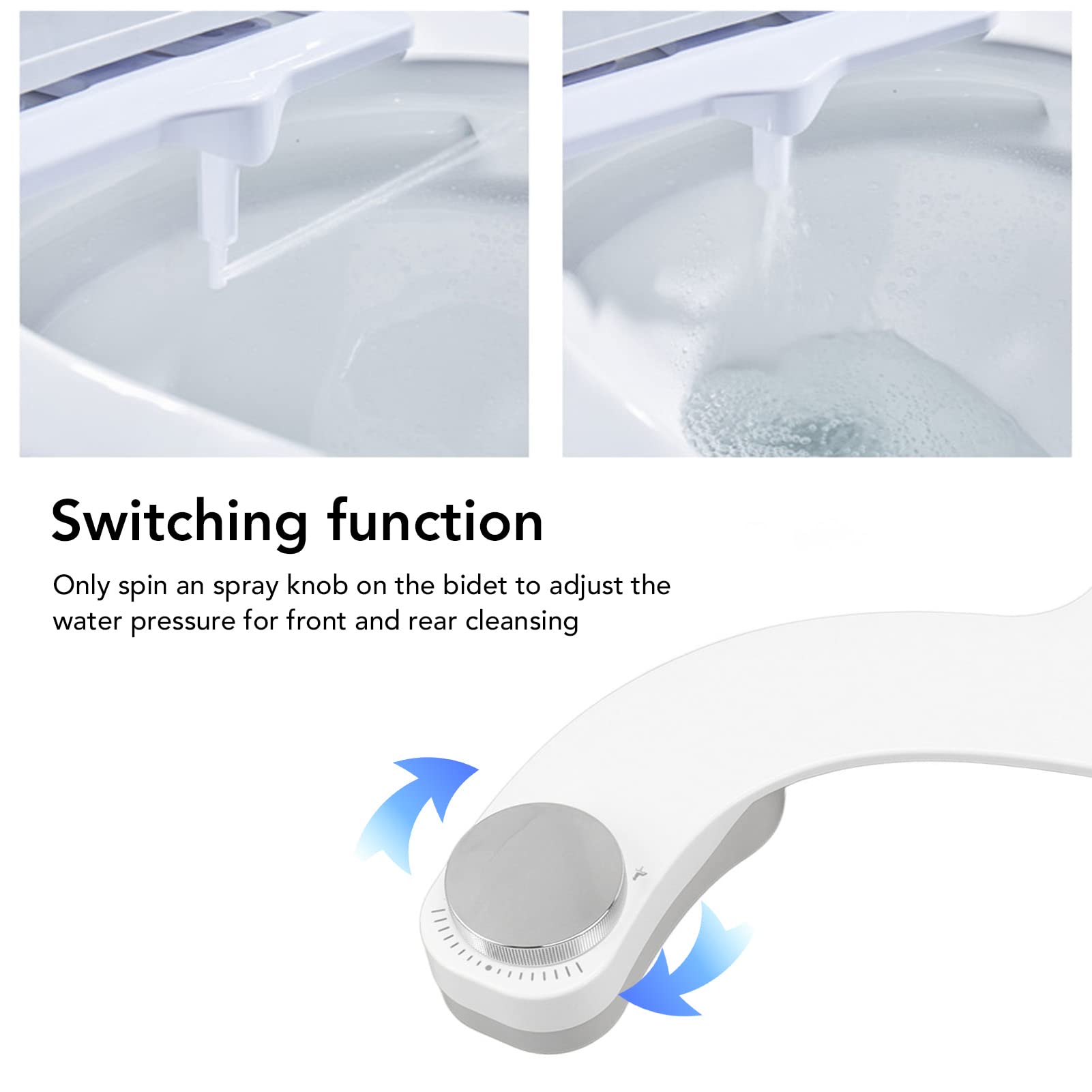 Bidet Attachment with Dual Nozzles, Non-Electric Self Cleaning Water Sprayer 7/8 Copper Tee Water Bidet for Toilet