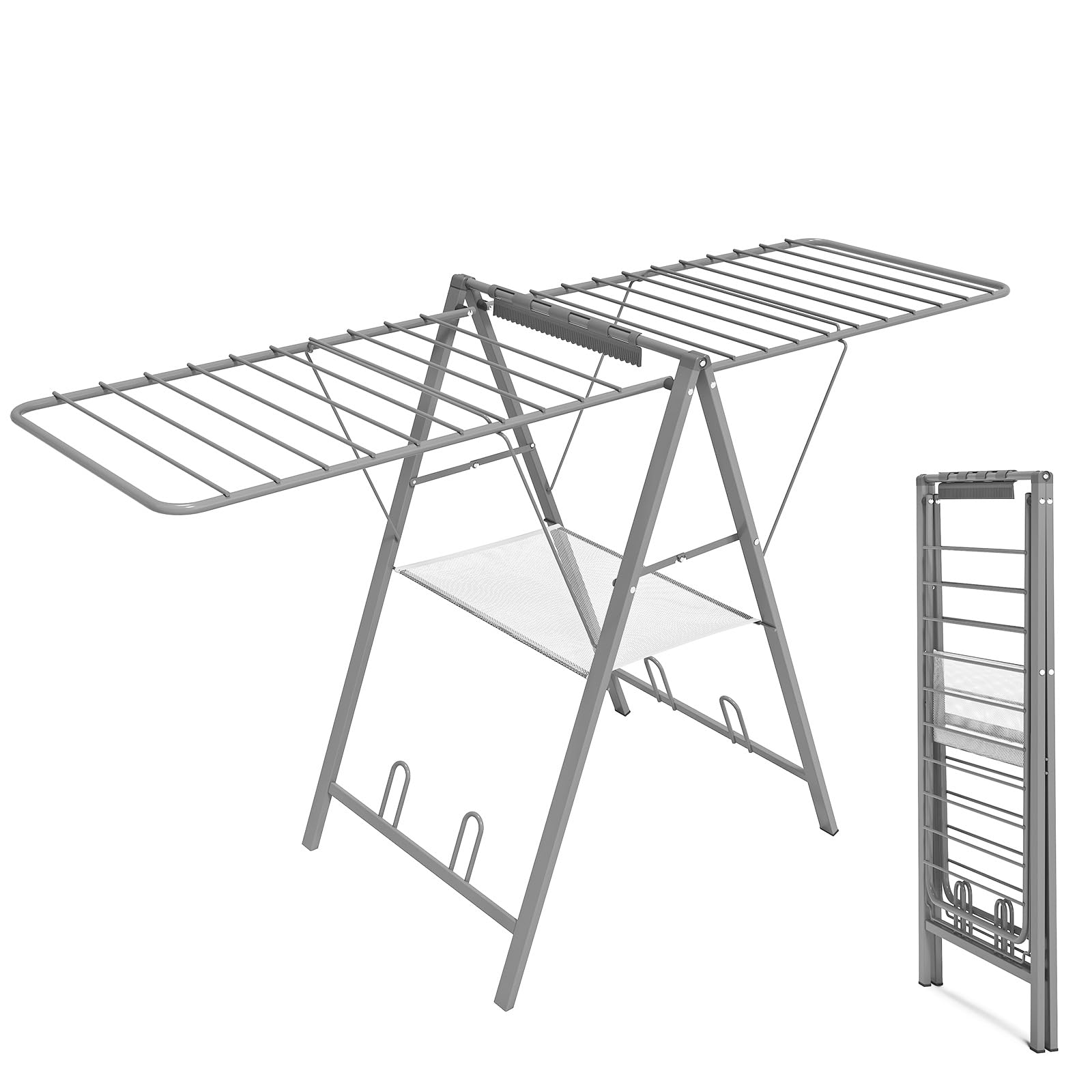 APEXCHASER Ultra Thin Drying Rack – Foldable Clothes Drying Rack with Enhanced Capacity - Convenient and Space-Saving, with Adjustable Wings.