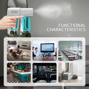 Professional Disinfectant Fogger Machine, 380ml Wireless Nano Sprayer Gun Handheld Sanitizer Fogger, Blue Light Foggers for Touchless Sanitization