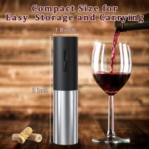 Electric Wine Bottle Opener, Battery Powered Stainless Steel Wine Bottle Opener, Wine Gift Automatic Wine Bottle Opener with Aluminum Foil Cutter (Stainless Steel Battery)