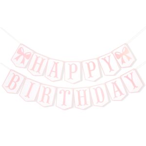 happy birthday bow girl banner - bow 1st birthday decoration,girl first bow birthday party,pink bow happy birthday banner, baby girl bow banner