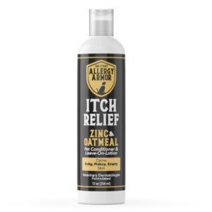 doc itchy: allergy armor itch relief conditioner & leave-on-lotion | clinical-strength zinc & oatmeal | banish rashes, calm itch, rebalance skin microbiome | nurture skin health | made in usa | 12 oz