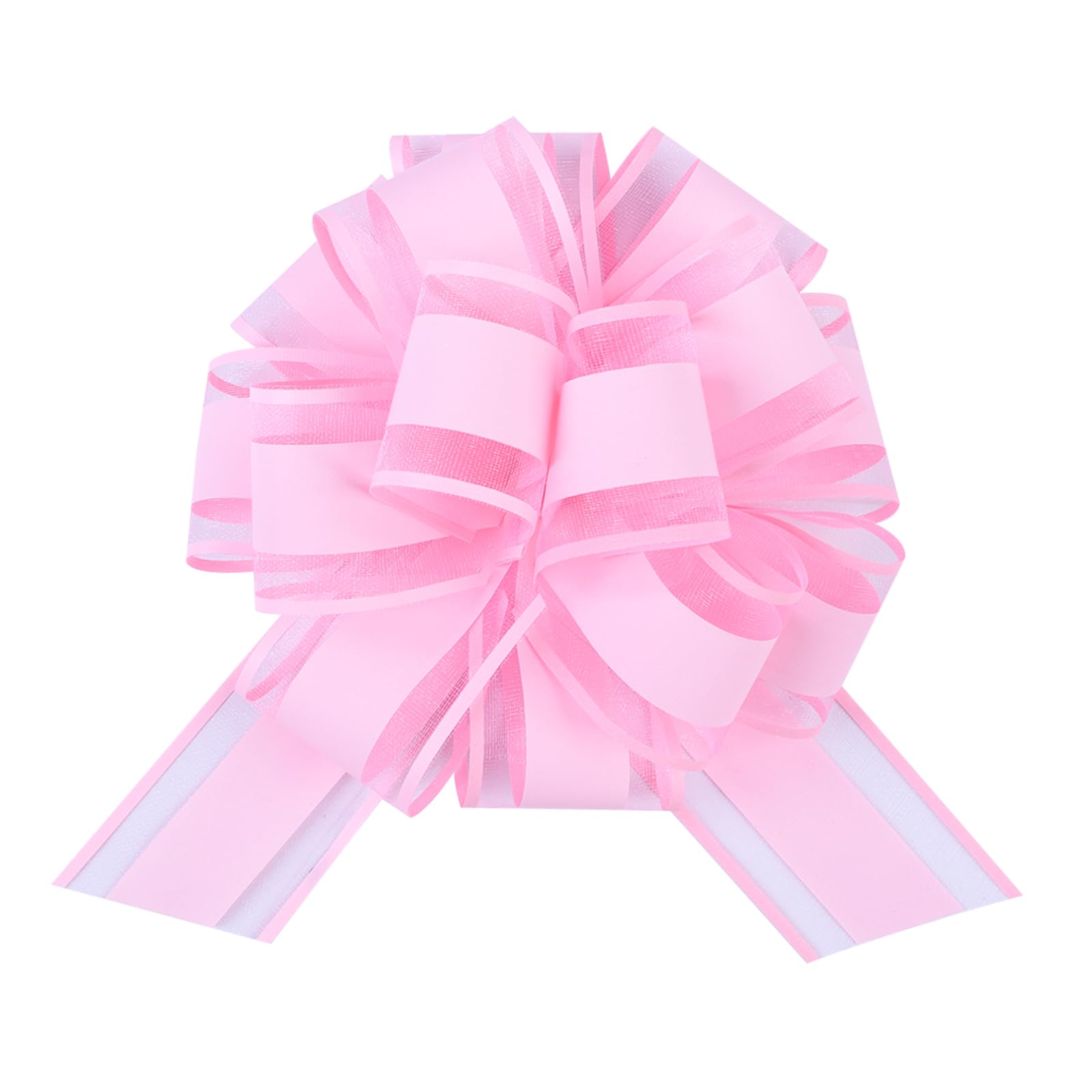 12 Pieces Large Pull Bows,6 inches Simple Style Gift Bow for Christmas Party Birthday Gift Wedding Ribbon Bows for Wrapping Boxes or Flower Decorations, Valentine's Day Gift Decorations (Pink)