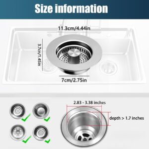 Kitchen Sink Drain Strainer, 4 in 1 All Stainless Steel Sink Strainer, Pop Up Anti-Clogging Sink Stopper, Sink Strainer with Copper Bounce for US Standard Sink Accessories, 1 Pack