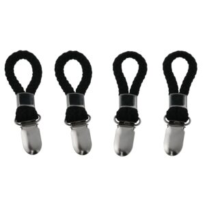 mfingey cotton loop towel clip braided cotton loop towel metal clip towel clips braided suitable for family bathroom kitchen, etc. (black) -4pcs