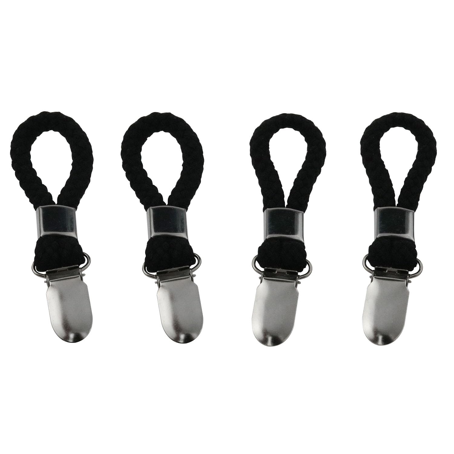 Mfingey Cotton Loop Towel Clip Braided Cotton Loop Towel Metal Clip Towel Clips Braided Suitable for Family Bathroom Kitchen, etc. (Black) -4PCS