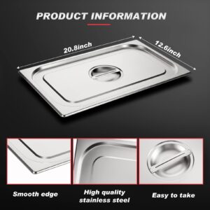 Suclain Steam Table Pan Covers Full Size Hotel Pans Covers with Handle 0.8 mm Thick Stainless Steel 20.8"L x 12.8"W Commercial Food Pan Lid for Steam Food Pan, Buffet Pan, Roasting Pan (12 Pack)