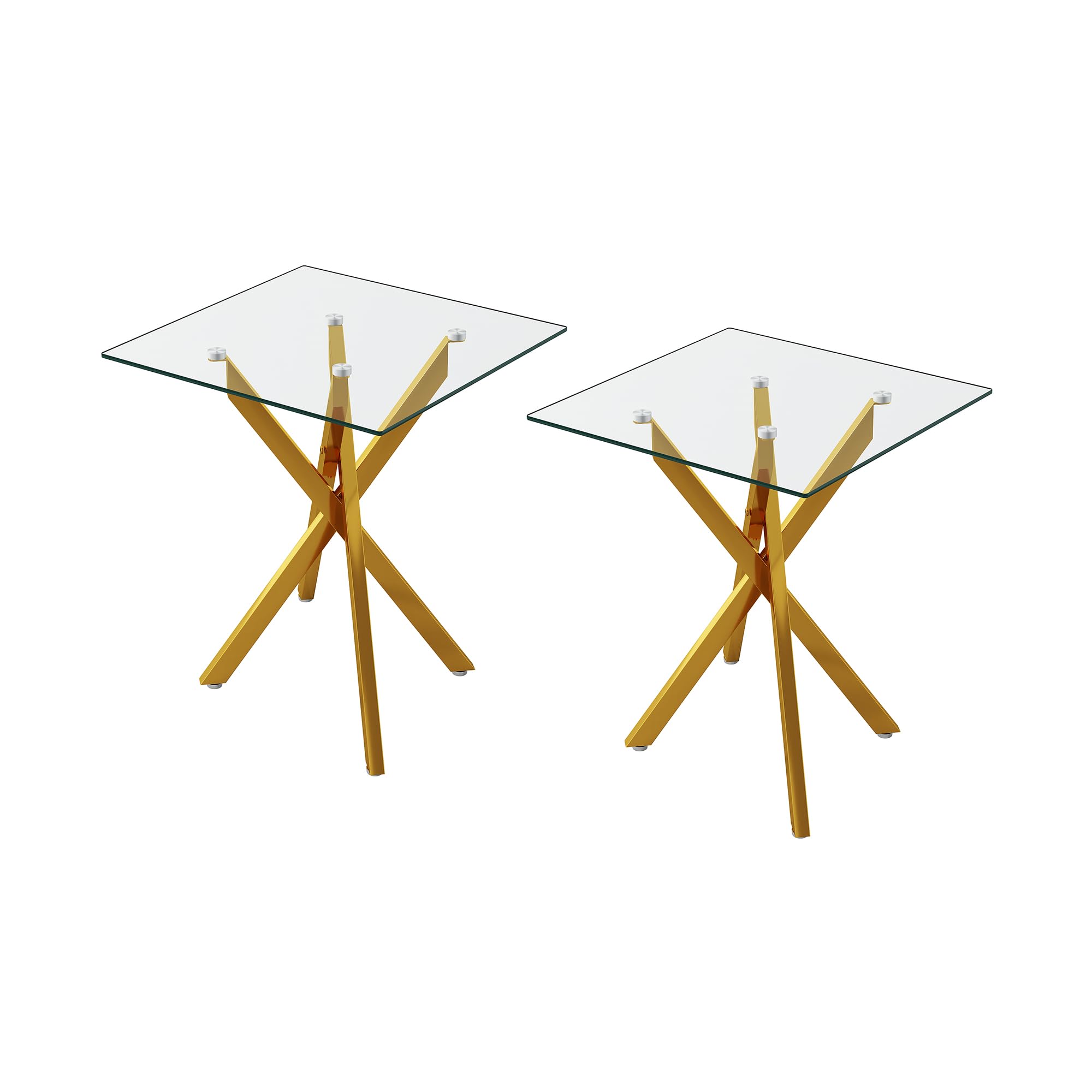 IANIYA Modern Glass End Tables Set of 2 - Stylish and Durable for Any Space (End Table x2, Gold)