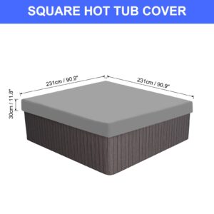 PATIKIL 90.9x90.9x11.8 inch Square Hot Tub Cover, 210D Oxford Waterproof Dustproof SPA Cover Protector Patio Furniture Covers for Hot Tub Outdoor Indoor, Gray