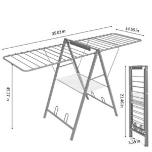 APEXCHASER Ultra Thin Drying Rack – Foldable Clothes Drying Rack with Enhanced Capacity - Convenient and Space-Saving, with Adjustable Wings.