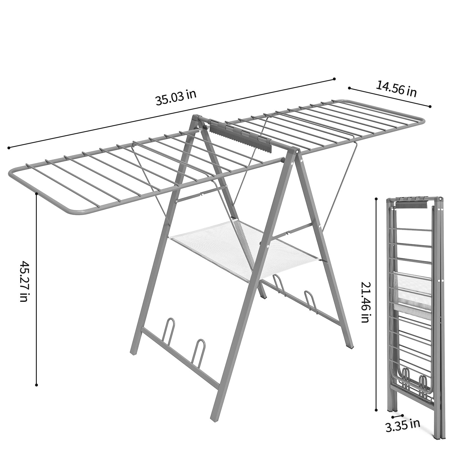 APEXCHASER Ultra Thin Drying Rack – Foldable Clothes Drying Rack with Enhanced Capacity - Convenient and Space-Saving, with Adjustable Wings.