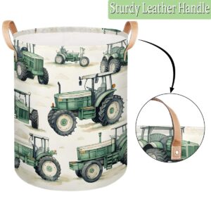 Gumuslen Tractor Truck Laundry Basket Collapsible Dirty Clothes Laundry Hamper Canvas Waterproof Storage Baskets Baby Toys Organizer Bin Kids Nursery Hamper for Bathroom Bedroom