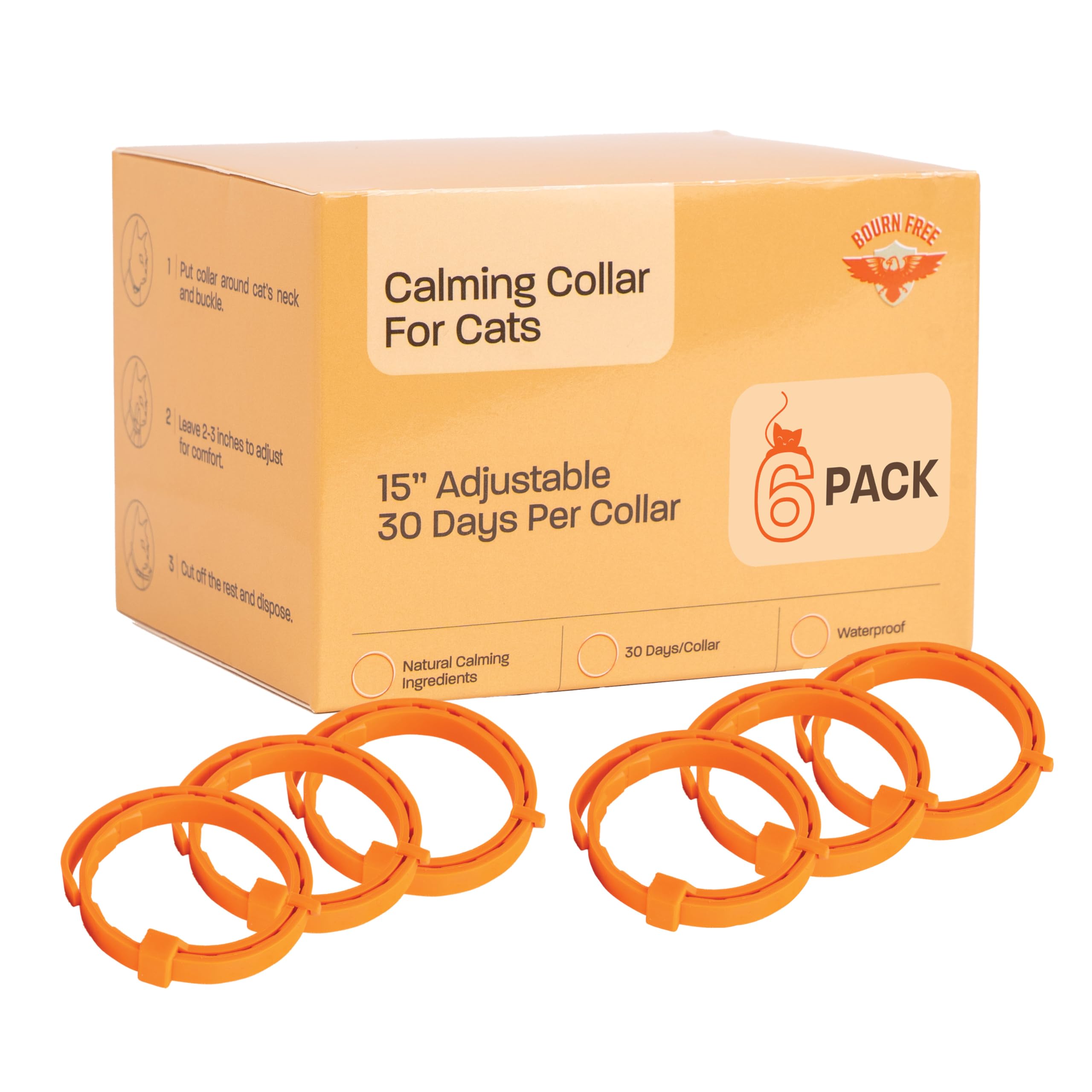 6 Pack Calming Collar for Cats - Calming Cat Collar, Cat Pheromone Collar, Cat Calming Collar for Anxiety - Efficient Relieve Reduce Stress Relief for Cats, Ideal for Meowing and Anxiety Reduction