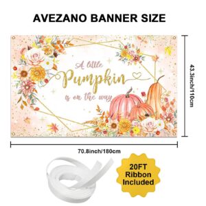 Avezano Fall Pumpkin Baby Shower Banner Backdrop Autumn A Little Pumpkin is on The Way Party Decorations Fall Floral Little Pumpkin Welcome Baby Party Banner for Girl 70.8 x 43.3 Inch