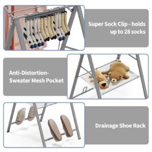 APEXCHASER Ultra Thin Drying Rack – Foldable Clothes Drying Rack with Enhanced Capacity - Convenient and Space-Saving, with Adjustable Wings.