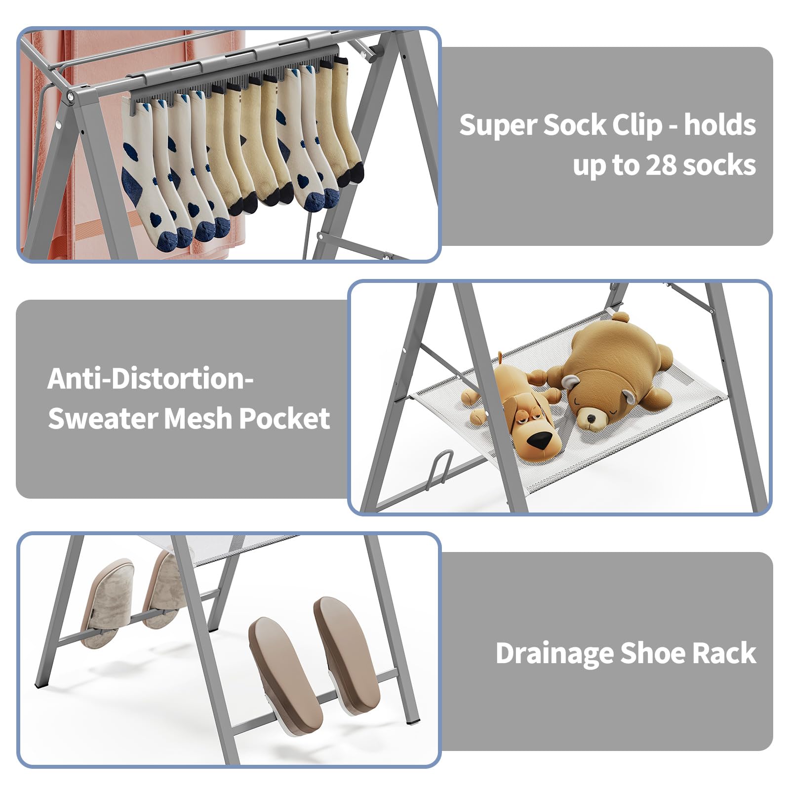 APEXCHASER Ultra Thin Drying Rack – Foldable Clothes Drying Rack with Enhanced Capacity - Convenient and Space-Saving, with Adjustable Wings.