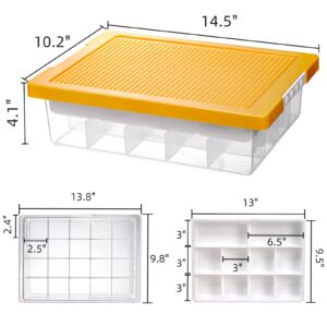 Acshio Toys Organizer Bin, Double Layer Block Storage Container with Building Baseplate Lid Removable Tray, Stackable 30 Compartment Clear Crafts Box for Bead Puzzles Sewing