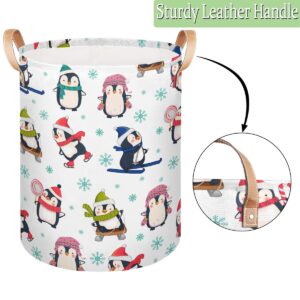 Large Laundry Hamper Winter Animal Penguin,Collapsible Laundry Basket,Dirty Cloth Hamper,Storage Basket Bin for Blankets Dirty Cloth Toy in Laundry Room Living Room Bedroom Colleage Dorm