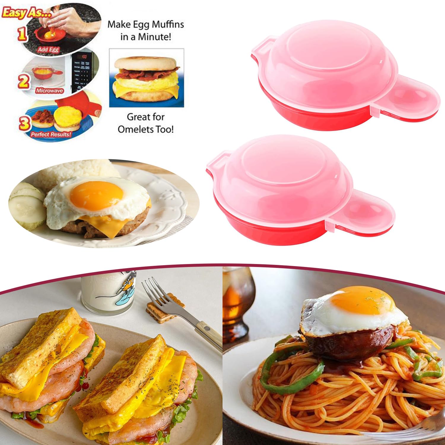 4 PCS Microwave Egg Cooker, Mini Egg Poacher Cooker, Quick and Simple Omelette Maker for Egg Sandwich, Egg Hamburg