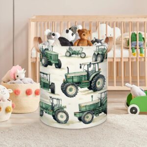 Gumuslen Tractor Truck Laundry Basket Collapsible Dirty Clothes Laundry Hamper Canvas Waterproof Storage Baskets Baby Toys Organizer Bin Kids Nursery Hamper for Bathroom Bedroom