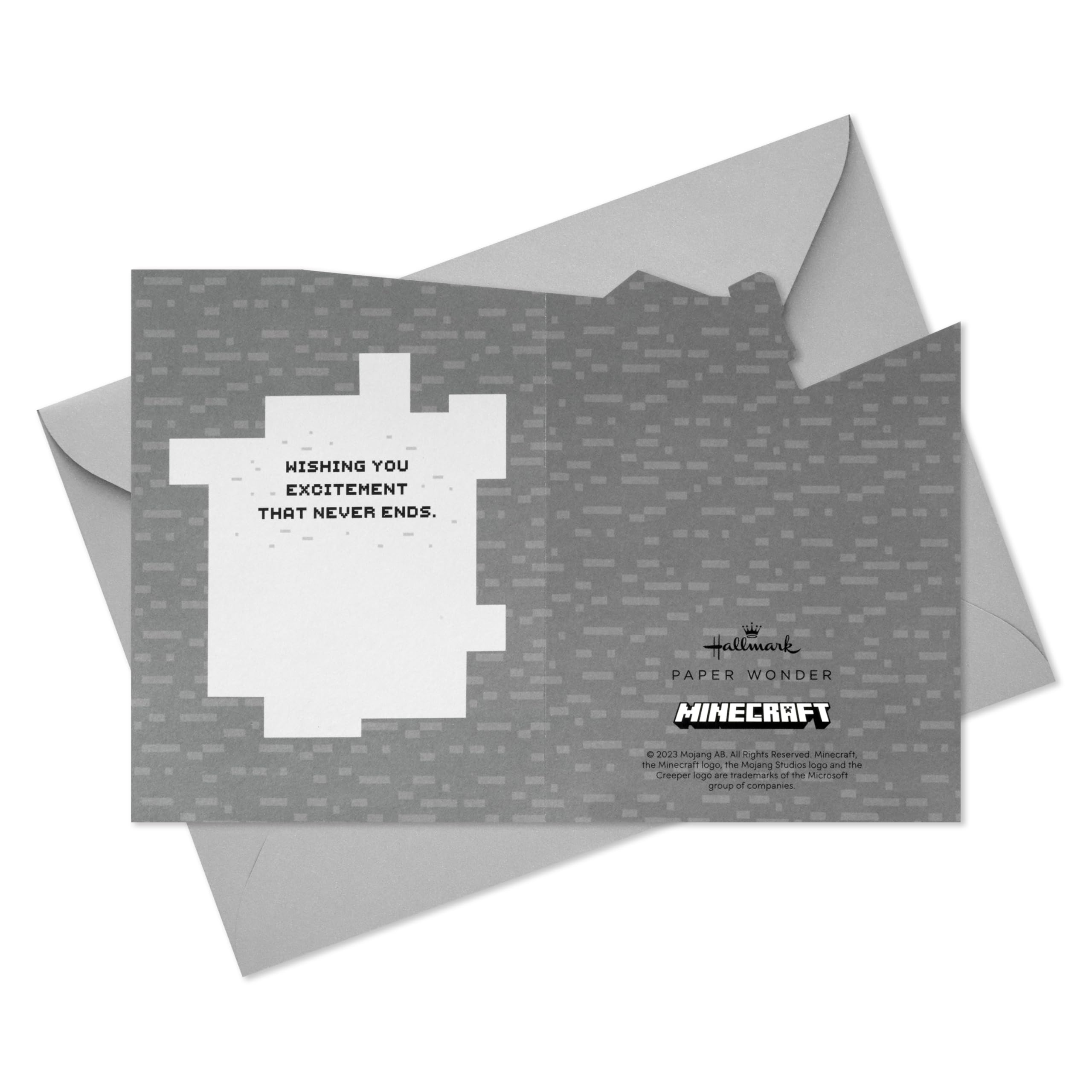 Hallmark Paper Wonder Minecraft Pop-Up Card (Build, Explore, Create) for Birthdays, Graduations, Kids, Gamers