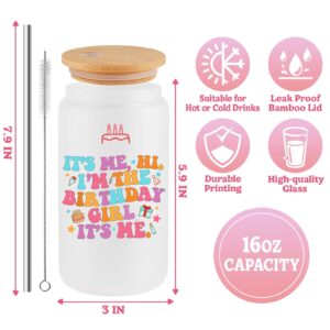 COCOGIFTS Birthday Merch Gifts for Music Lover - 16oz Glass Cup - Birthday Stuff Gifts for Girls - Birthday Decorations - Its Me Hi Im The Birthday Girl Its Me