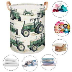 Gumuslen Tractor Truck Laundry Basket Collapsible Dirty Clothes Laundry Hamper Canvas Waterproof Storage Baskets Baby Toys Organizer Bin Kids Nursery Hamper for Bathroom Bedroom