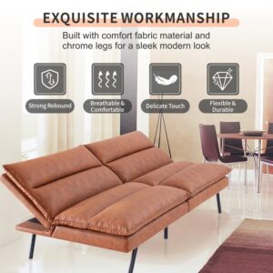 MUUEGM Faux Leather Sofa Bed,71.3" Memory Foam Couches for Living Room, Futon Sofas Bed for Living Room with Adjustable Backrest, Sofa Sleeper Twin Sofa Bed Couch, Couch Bed for Apartment