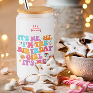 COCOGIFTS Birthday Merch Gifts for Music Lover - 16oz Glass Cup - Birthday Stuff Gifts for Girls - Birthday Decorations - Its Me Hi Im The Birthday Girl Its Me