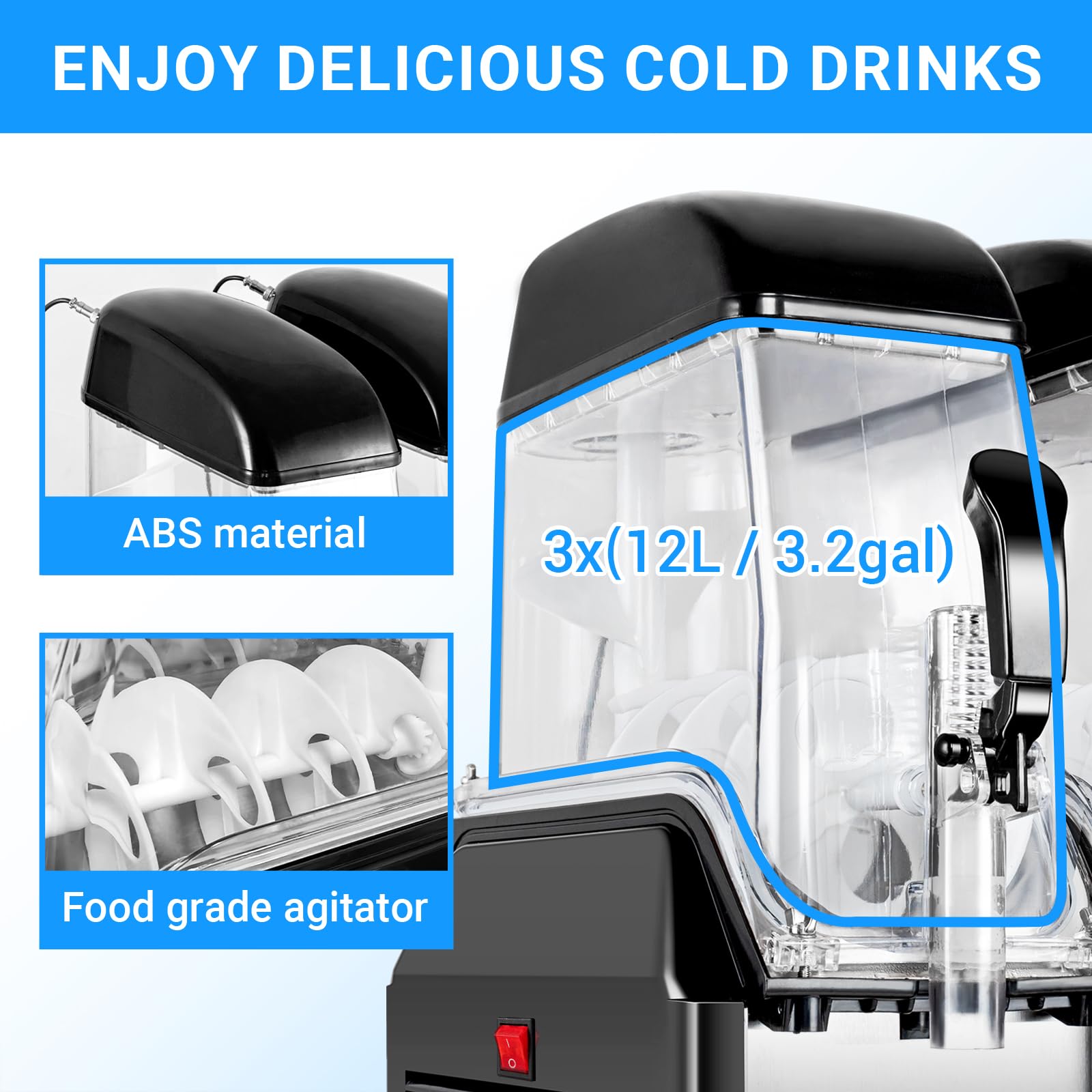 EKway Commercial Slushy Machine,3 x 3.2 Gallons Tank Margarita Frozen drink Machine,1100W 110V Commercial Slushie Machine, Margarita slush Smoothie maker for Restaurant Bar Party