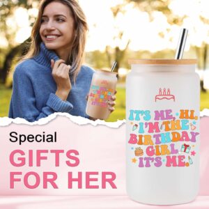 COCOGIFTS Birthday Merch Gifts for Music Lover - 16oz Glass Cup - Birthday Stuff Gifts for Girls - Birthday Decorations - Its Me Hi Im The Birthday Girl Its Me