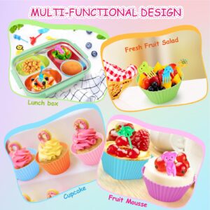 80PCS Silicone Lunch Box Dividers for Kids Lunch Accessories Set, Including 24 Reusable Silicone Cupcake Liners Baking Muffin Cups with 56 Animal Food Picks for Kids, Lunchbox Bento Box Accessories