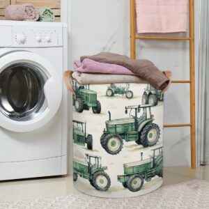 Gumuslen Tractor Truck Laundry Basket Collapsible Dirty Clothes Laundry Hamper Canvas Waterproof Storage Baskets Baby Toys Organizer Bin Kids Nursery Hamper for Bathroom Bedroom