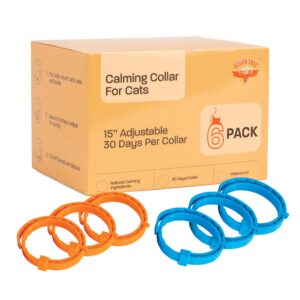 6 pack calming collar for cats - calming cat collar, cat pheromone collar, cat calming collar for anxiety - efficient relieve reduce stress relief for cats, ideal for meowing and anxiety reduction