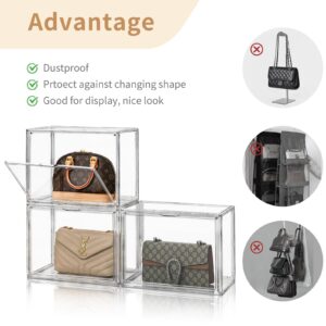 Clear Plastic Handbag Storage Organizer for Closet,Acrylic Purse Organizer with Magnetic Door,Dustproof Book & Cosmetic Display Cases,Large Figures Collectibles Showcase,Shoe Box, Bag Organizer