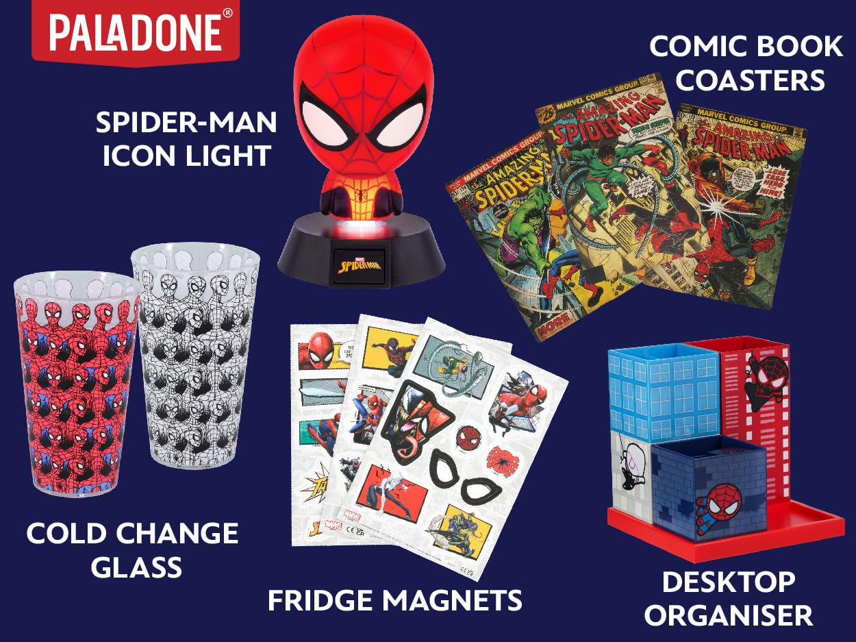 Paladone Spiderman Official Licensed Comic Book Desktop Organizer, Gamer and Comic Series Fan Decor and Gift, Nostalgic Marvel Superhero Desk and Table Accessory