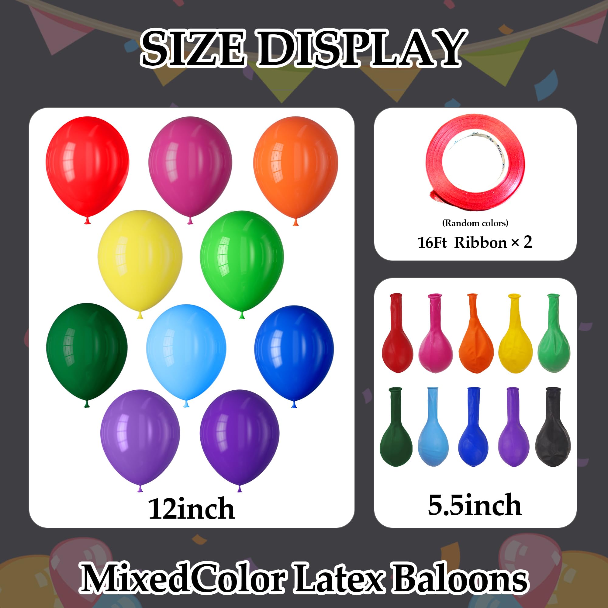 DECOCKRAT Assorted Latex Balloons Kit - 110PCS Party Balloons, 12'' Helium Balloon Set with Ribbon, Perfect for DIY, Birthday, Baby Shower, Wedding, Anniversary & Holiday Decoration