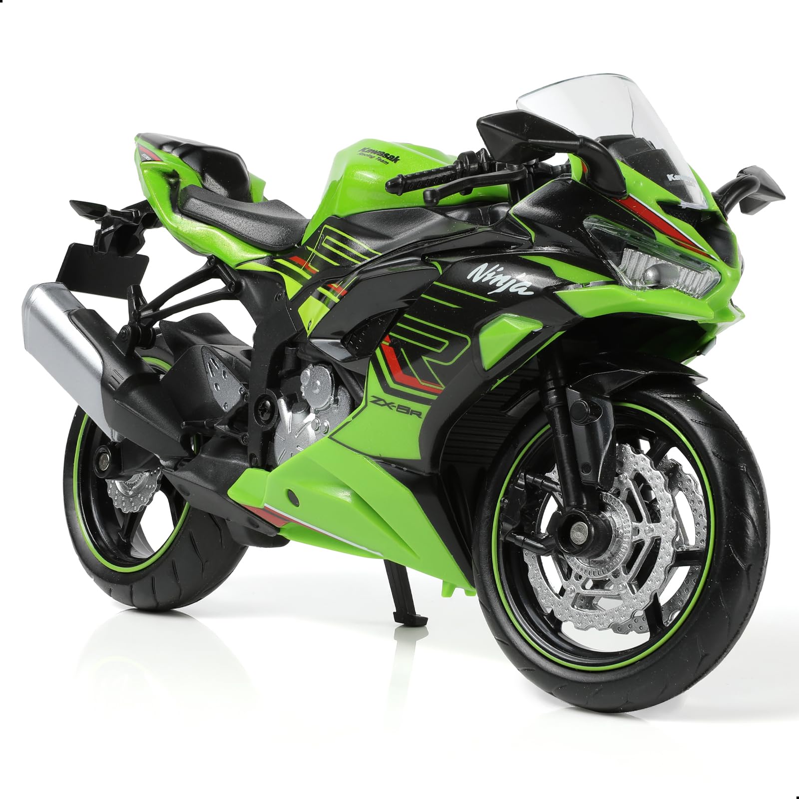 Risopen 1/12 Kawasak Ninja Motorcycle Model Toy Mini Alloy Metal Diecast Motorcycle Model Green Motorcycle Model Toy Sport Motorcycle Racing Model Collection Gift for Men Kid Boy (ZX-6R)