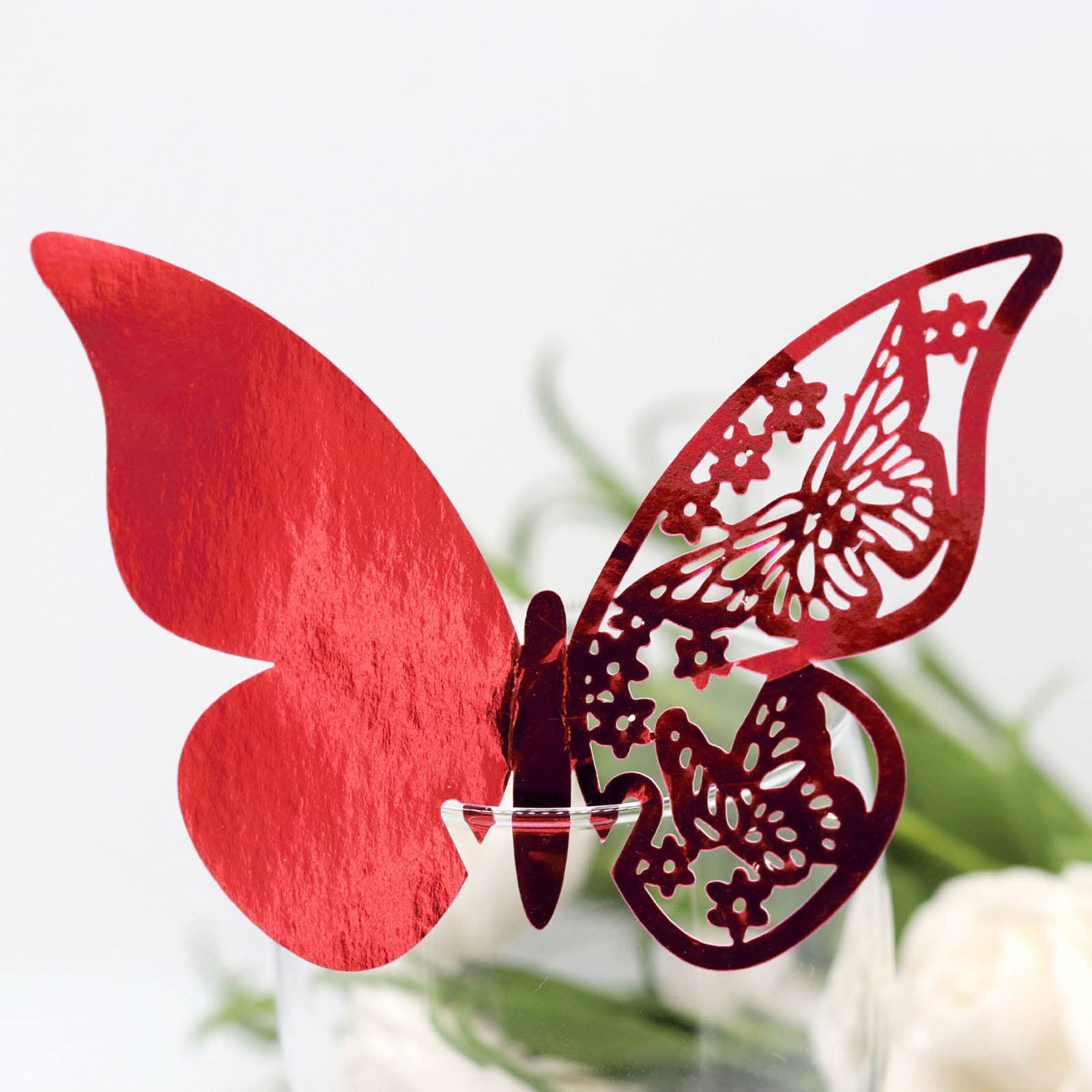 LJKLAJ 100pcs Butterfly Name Place Card Wine Glass Cup Paper Card Ornament For Wedding Birthday Glass High Feet Cup Decoration Butterfly Name Place Cards, Light Lanka