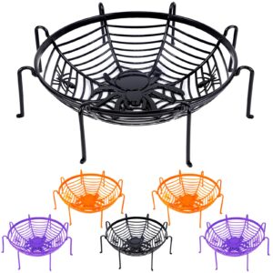 turnmeon 6 pcs 12.2 inch large size halloween candy bowls, spider web bowls halloween decorations black orange purple halloween bowls trick or treat halloween candy dish party table desk home decor